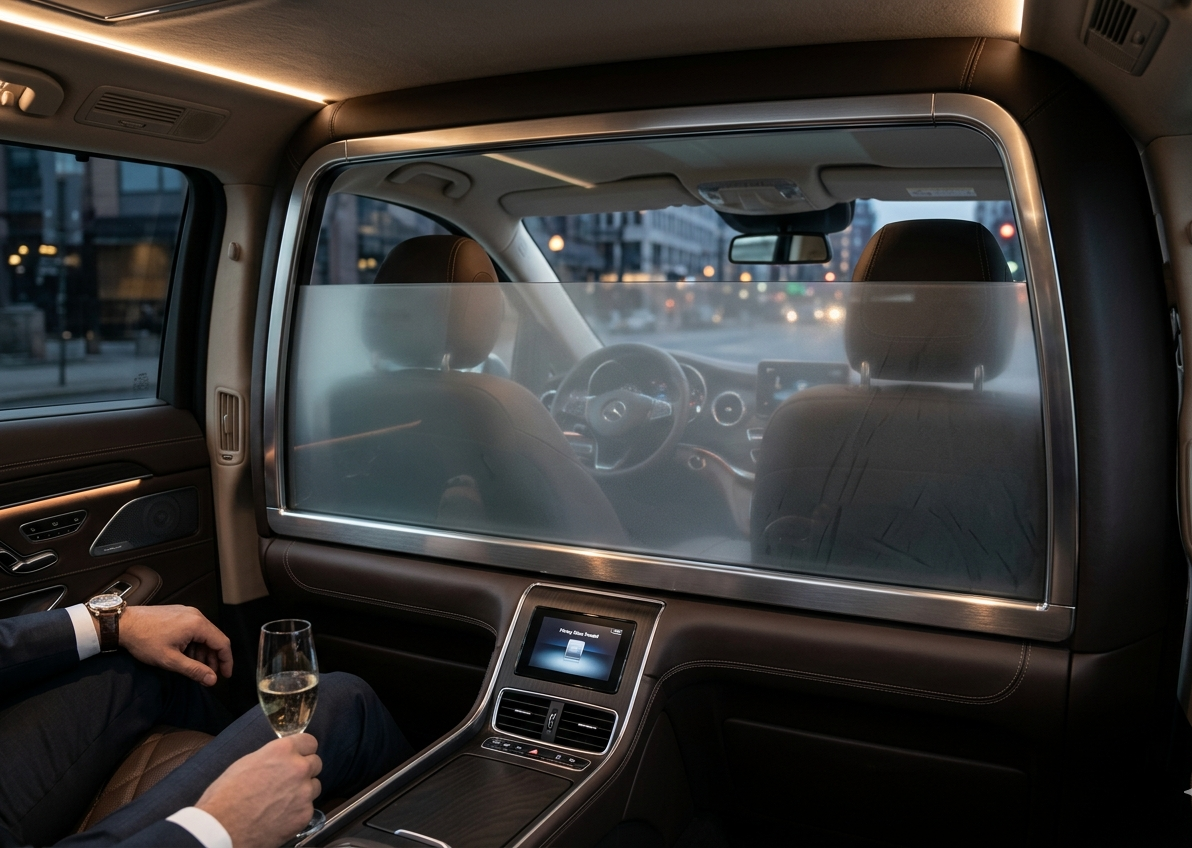 Privacy partition between driver and passenger cabin