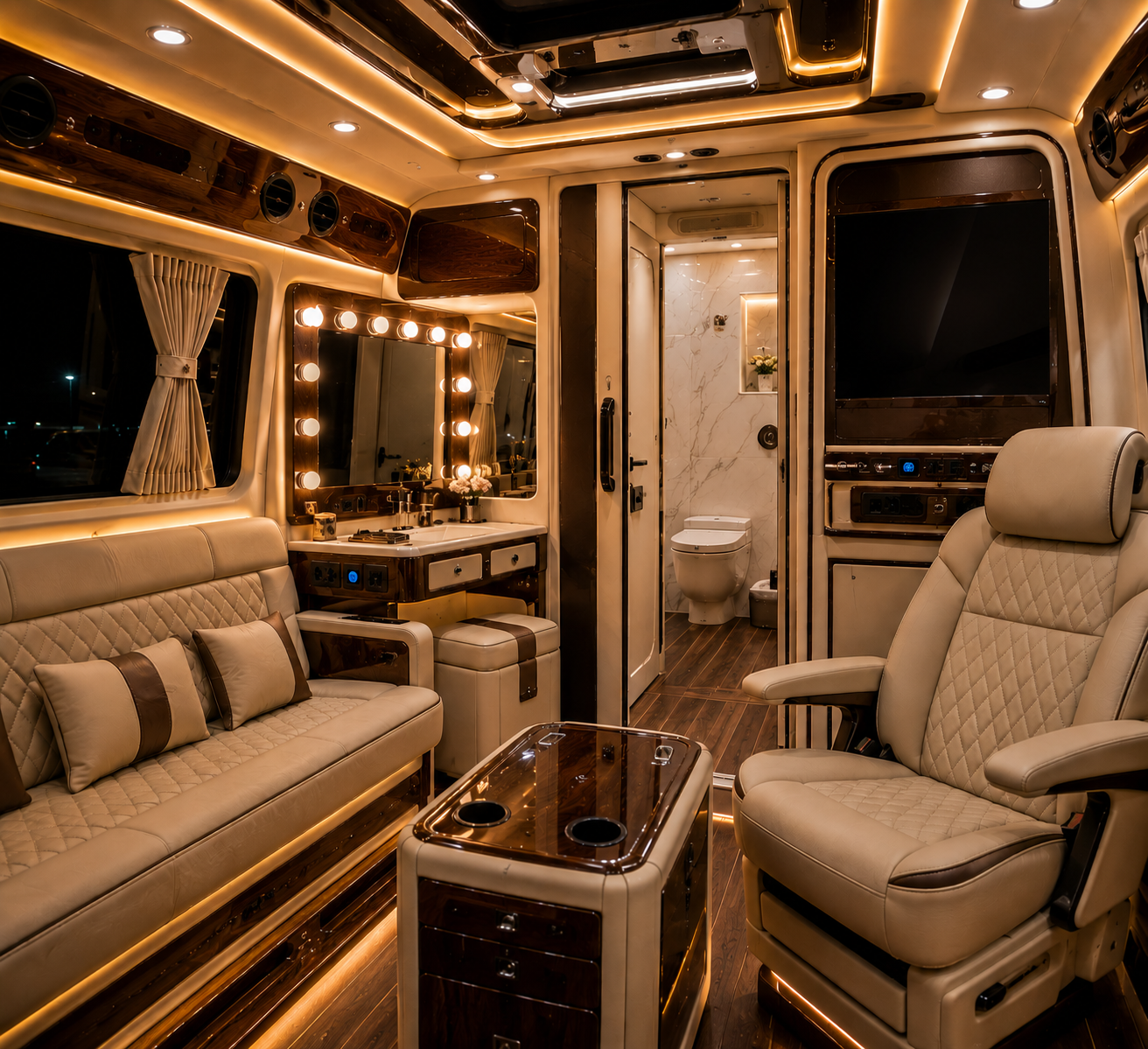 Vanity van with washroom